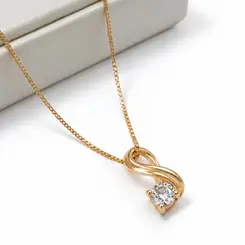 COLAR PINGENTE INFINITO COM PEDRA BANHADO A OURO 18K