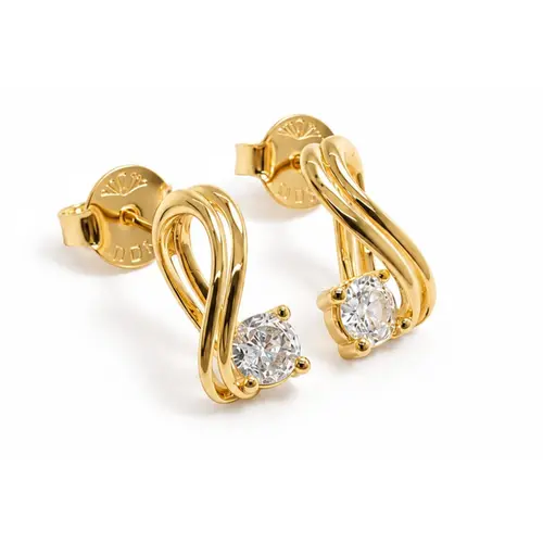 BRINCO INFINITO COM PEDRA BANHADO A OURO 18K
