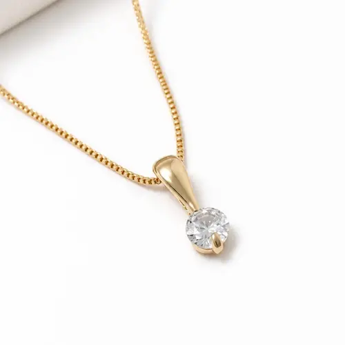 COLAR PEDRA REDONDA BANHADO A OURO 18K