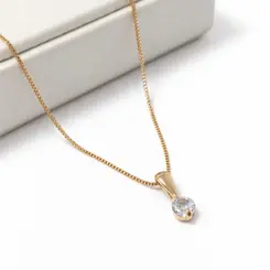 COLAR PEDRA REDONDA BANHADO A OURO 18K