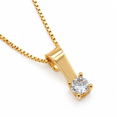 COLAR PINGENTE CRAVEJADO BANHADO A OURO 18K
