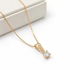 COLAR PINGENTE CRAVEJADO BANHADO A OURO 18K