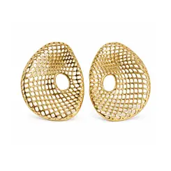 BRINCO OVAL TELADO BANHADO A OURO 18K