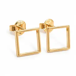 BRINCO QUADRADO M BANHADO A OURO 18K