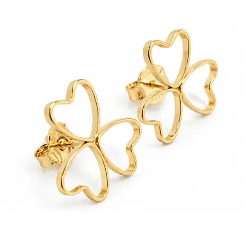 BRINCO TREVO VAZADO BANHADO A OURO 18K