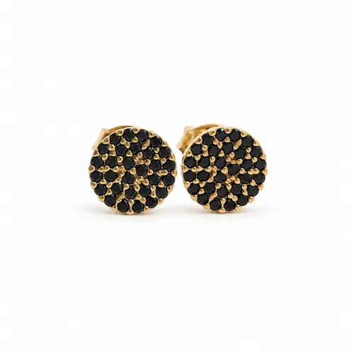 BRINCO REDONDO PRETO BANHADO A OURO 18K