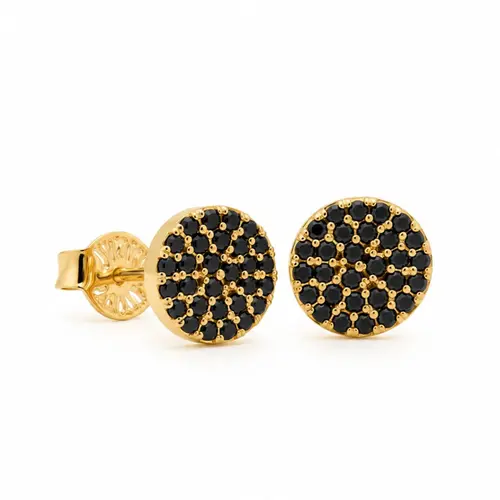 BRINCO REDONDO PRETO BANHADO A OURO 18K