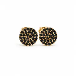 BRINCO REDONDO PRETO BANHADO A OURO 18K
