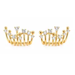 BRINCO EAR HOOK CRAVEJADO BANHADO A OURO 18K