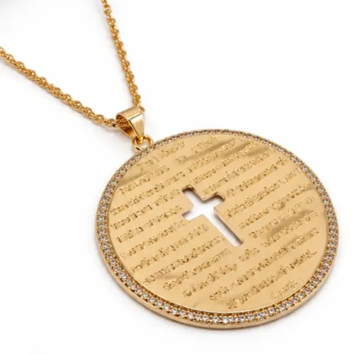 COLAR MANDALA PAI NOSSO BANHADO A OURO 18K