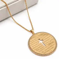 COLAR MANDALA PAI NOSSO BANHADO A OURO 18K