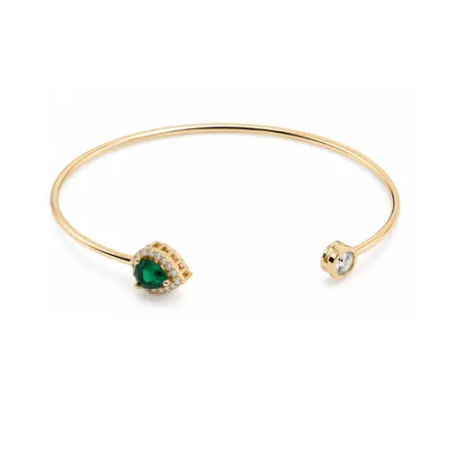 BRACELETE CORAÇÃO VERDE BANHADO A OURO 18K