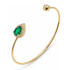 BRACELETE GOTA VERDE BANHADO A OURO 18K