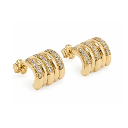 BRINCO EAR HOOK CRAVEJADO BANHADO A OURO 18K