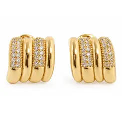 BRINCO EAR HOOK CRAVEJADO BANHADO A OURO 18K