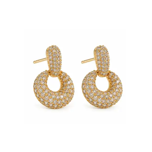 BRINCO PENDENTE CRAVEJADO BANHADO A OURO 18K
