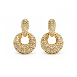 BRINCO PENDENTE CRAVEJADO BANHADO A OURO 18K