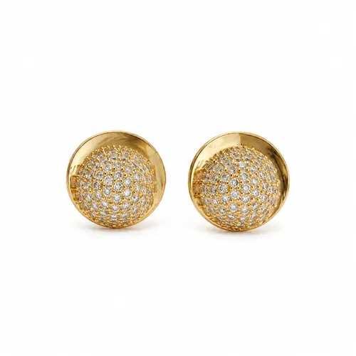 BRINCO REDONDO CRAVEJADO BANHADO A OURO 18K