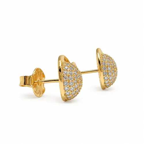 BRINCO REDONDO CRAVEJADO BANHADO A OURO 18K
