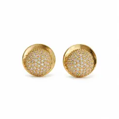 BRINCO REDONDO CRAVEJADO BANHADO A OURO 18K