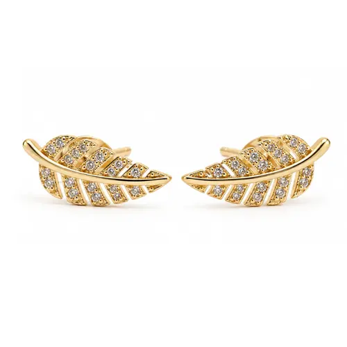 BRINCO FOLHA BANHADO A OURO 18K
