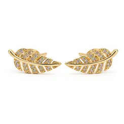 BRINCO FOLHA BANHADO A OURO 18K