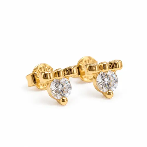 BRINCO LAÇO COM PEDRA BANHADO A OURO 18K