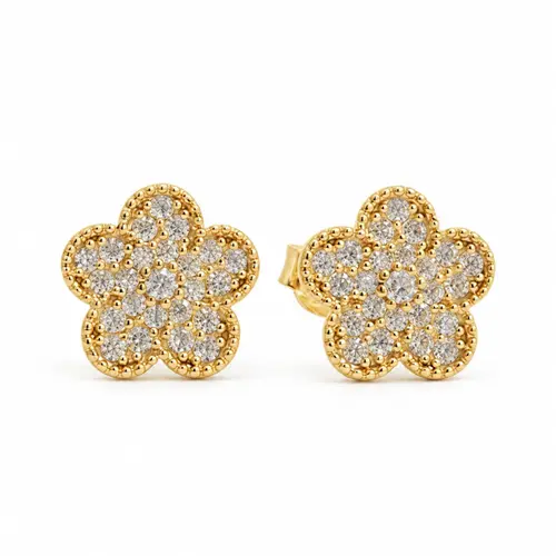 BRINCO FLOR BANHADO A OURO 18K