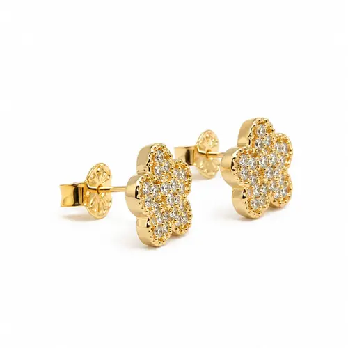 BRINCO FLOR BANHADO A OURO 18K