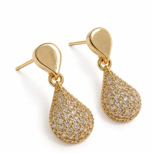 BRINCO GOTA PENDENTE BANHADO A OURO 18K