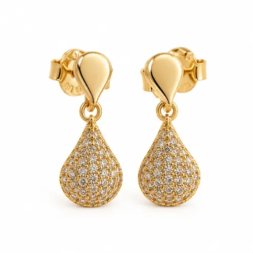 BRINCO GOTA PENDENTE BANHADO A OURO 18K