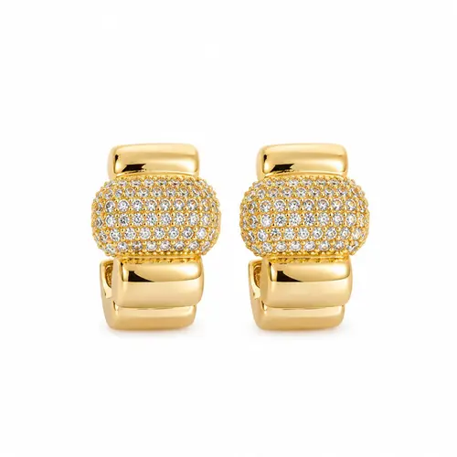 BRINCO EAR HOOK CRAVEJADO BANHADO A OURO 18K