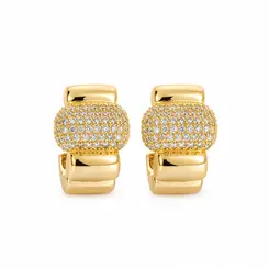 BRINCO EAR HOOK CRAVEJADO BANHADO A OURO 18K
