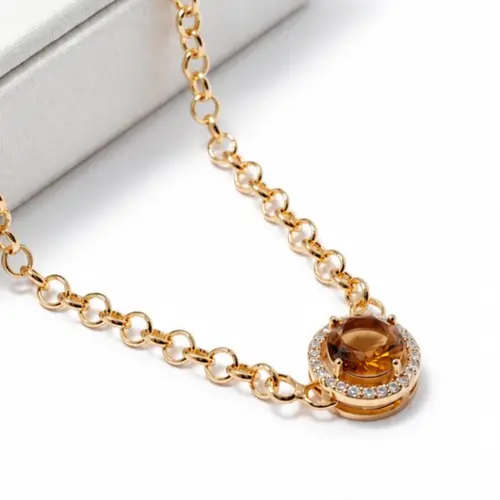 CHOKER PINGENTE MARROM BANHADA A OURO 18K