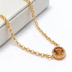 CHOKER PINGENTE MARROM BANHADA A OURO 18K