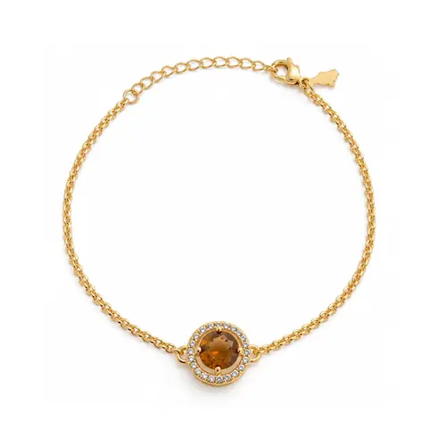 PULSEIRA PINGENTE MARROM BANHADA A OURO 18K