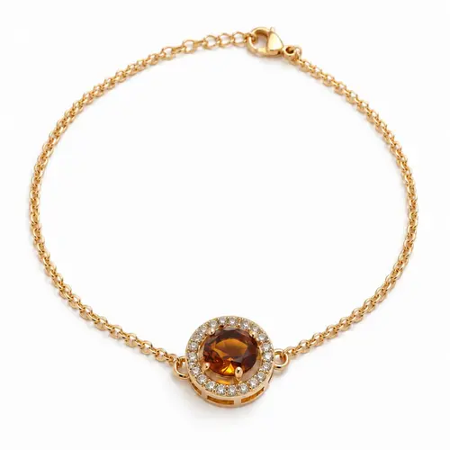 PULSEIRA PINGENTE MARROM BANHADA A OURO 18K