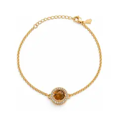 PULSEIRA PINGENTE MARROM BANHADA A OURO 18K