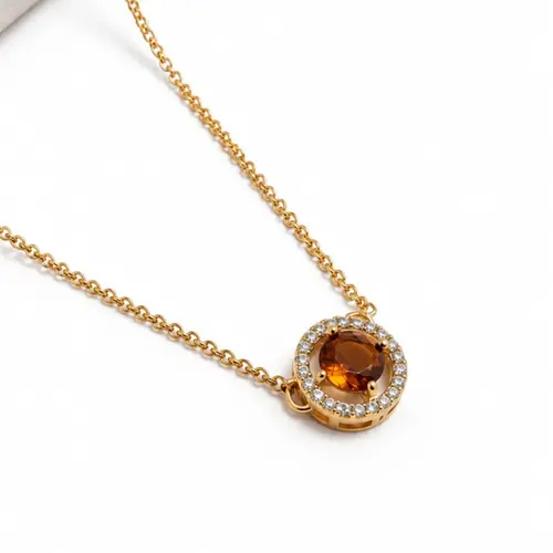 CHOKER PINGENTE MARROM BANHADA A OURO 18K