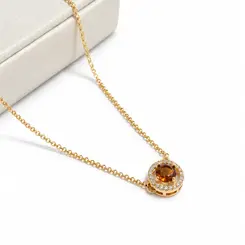 CHOKER PINGENTE MARROM BANHADA A OURO 18K