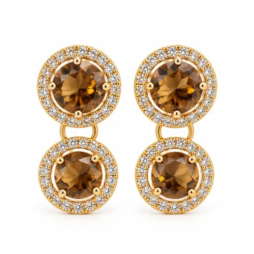 BRINCO DUPLO MARROM BANHADO A OURO 18K