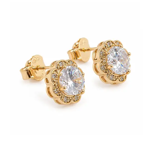 BRINCO FLOR BANHADO A OURO 18K