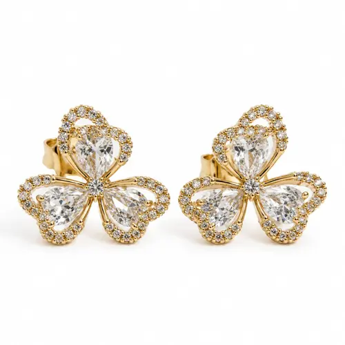 BRINCO TREVO BANHADO A OURO 18K