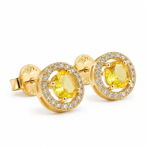 BRINCO PEDRA AMARELA BANHADO A OURO 18K