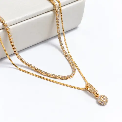 CHOKER DUPLA BANHADA A OURO 18K