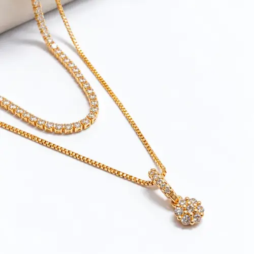 CHOKER DUPLA BANHADA A OURO 18K