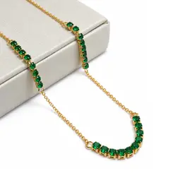 CHOKER PEDRAS VERDES BANHADA A OURO 18K