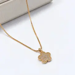 CHOKER FLOR BANHADO A OURO 18K