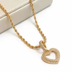 CHOKER COM PATUÁ CORAÇÃO BANHADO A OURO 18K