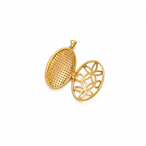 PINGENTE RELICÁRIO OVAL BANHADO A OURO 18K